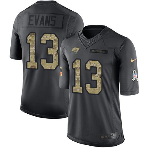 Nike Buccaneers #13 Mike Evans Black Men's Stitched NFL Limited 2016 Salute to Service Jersey - Click Image to Close